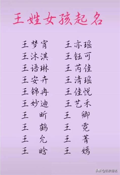 姓王女孩起名字大全免费