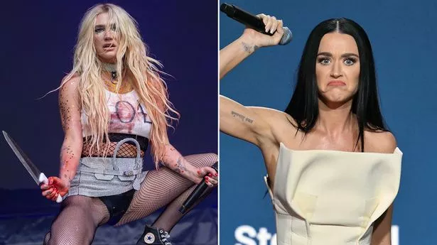 凯莎在复出现场表演中手持刀“瞄准凯蒂·佩里”