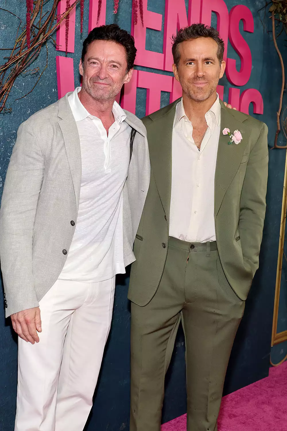 NEW YORK, NEW YORK - AUGUST 06: (L-R) Hugh Jackman and Ryan Reynolds attend the